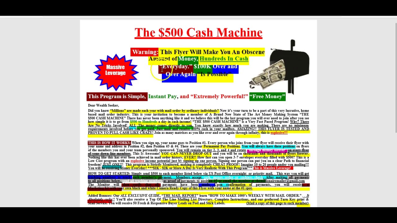Mail order cash money making pay circulars online